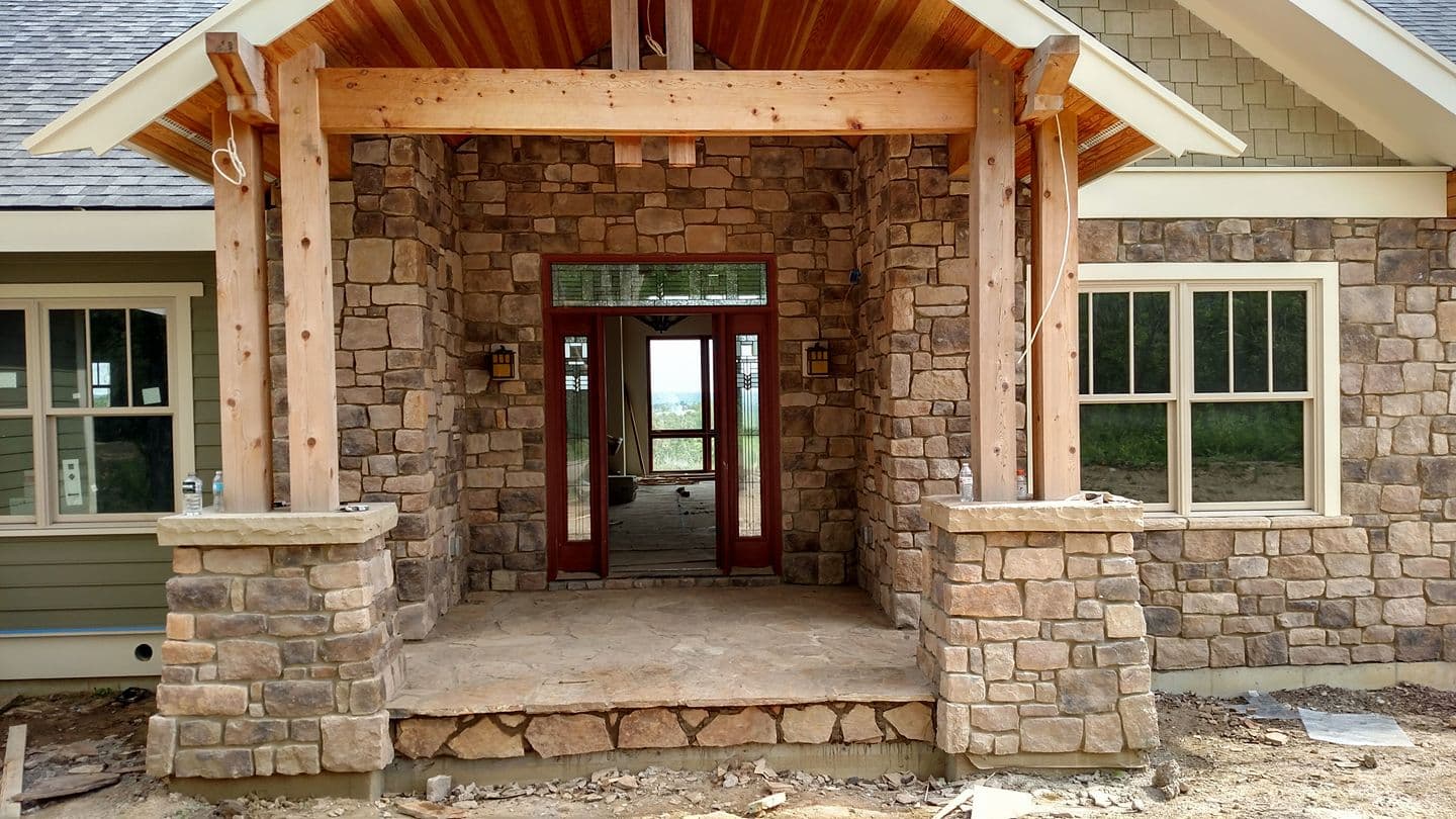 Custom-designed stonework fireplace